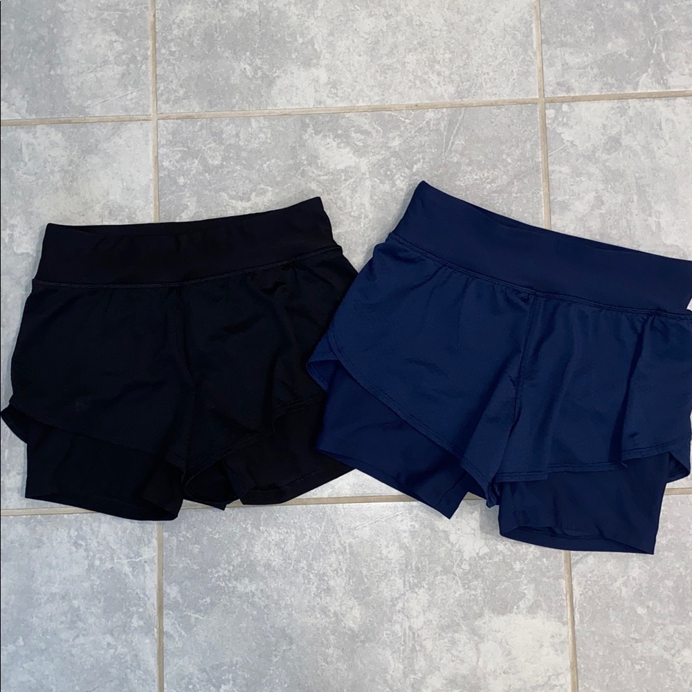 Women's Black & Navy Work Out Shorts